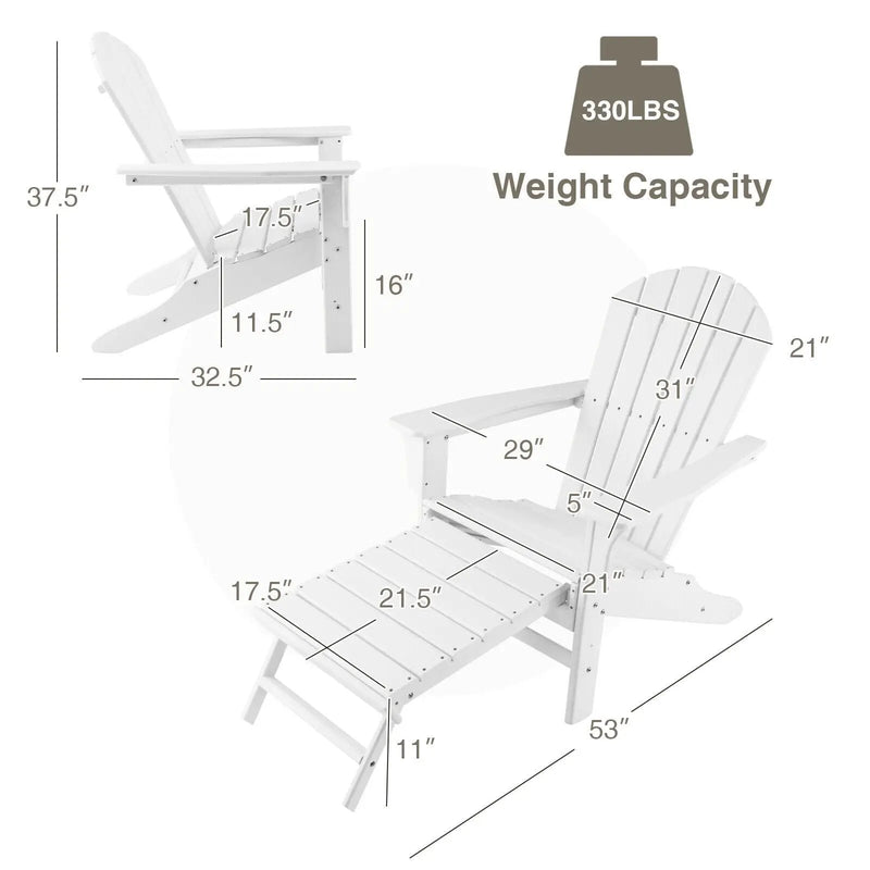 Patio HDPE Adirondack Chair with Retractable Ottoman by DirectDeals