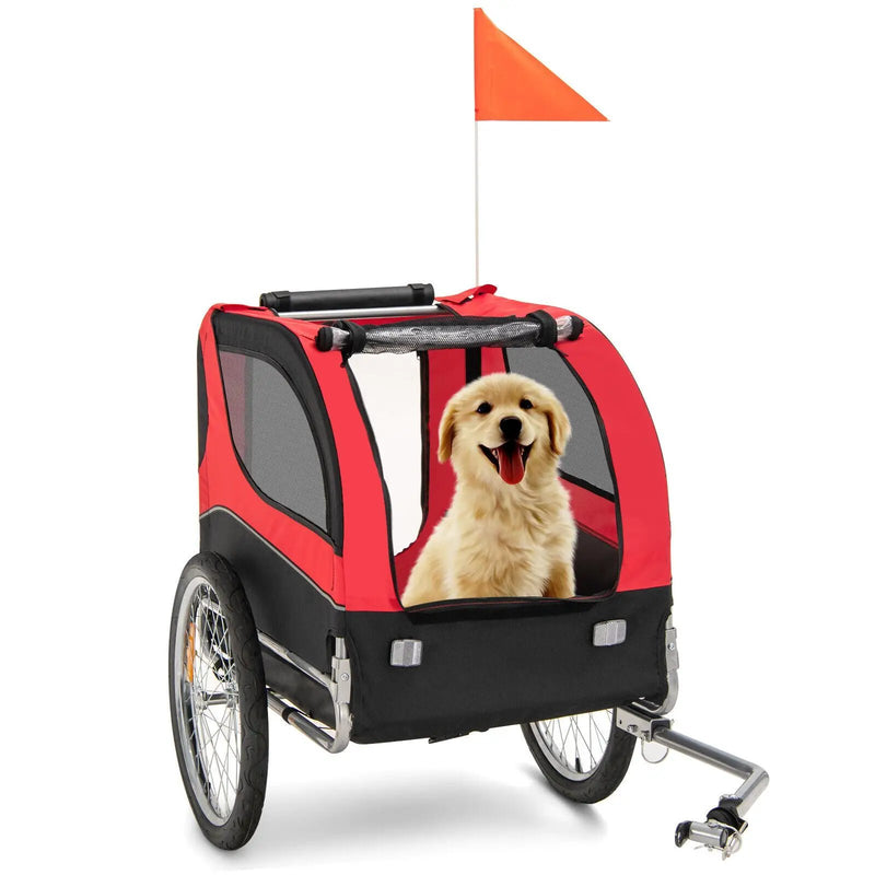 Dog Bike Trailer Foldable Pet Cart with 3 Entrances for Travel by DirectDeals