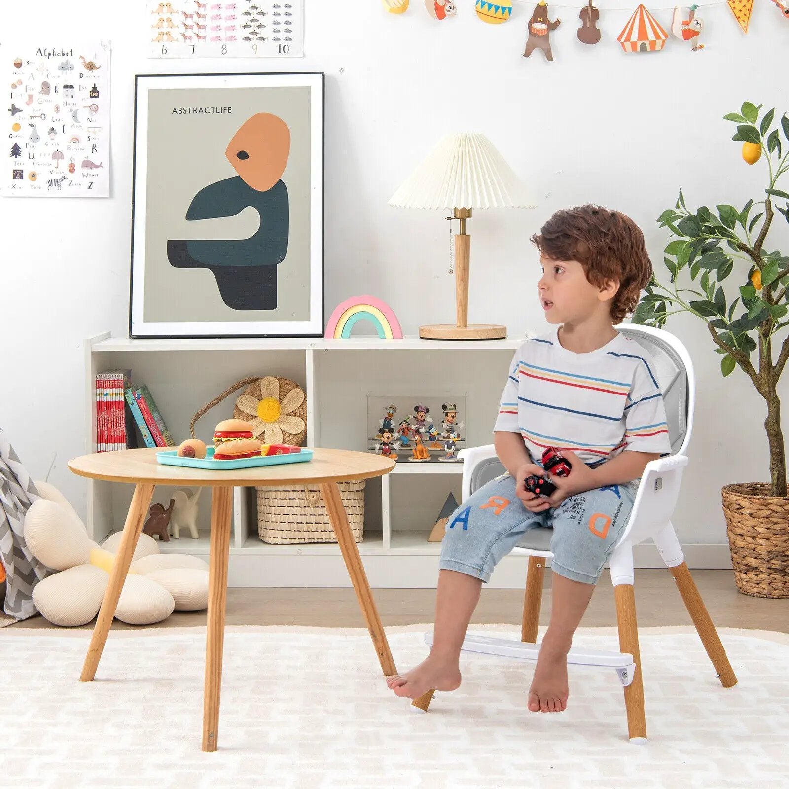 4-in-1 Convertible Baby High Chair Infant Feeding Chair with Adjustable Tray by DirectDeals