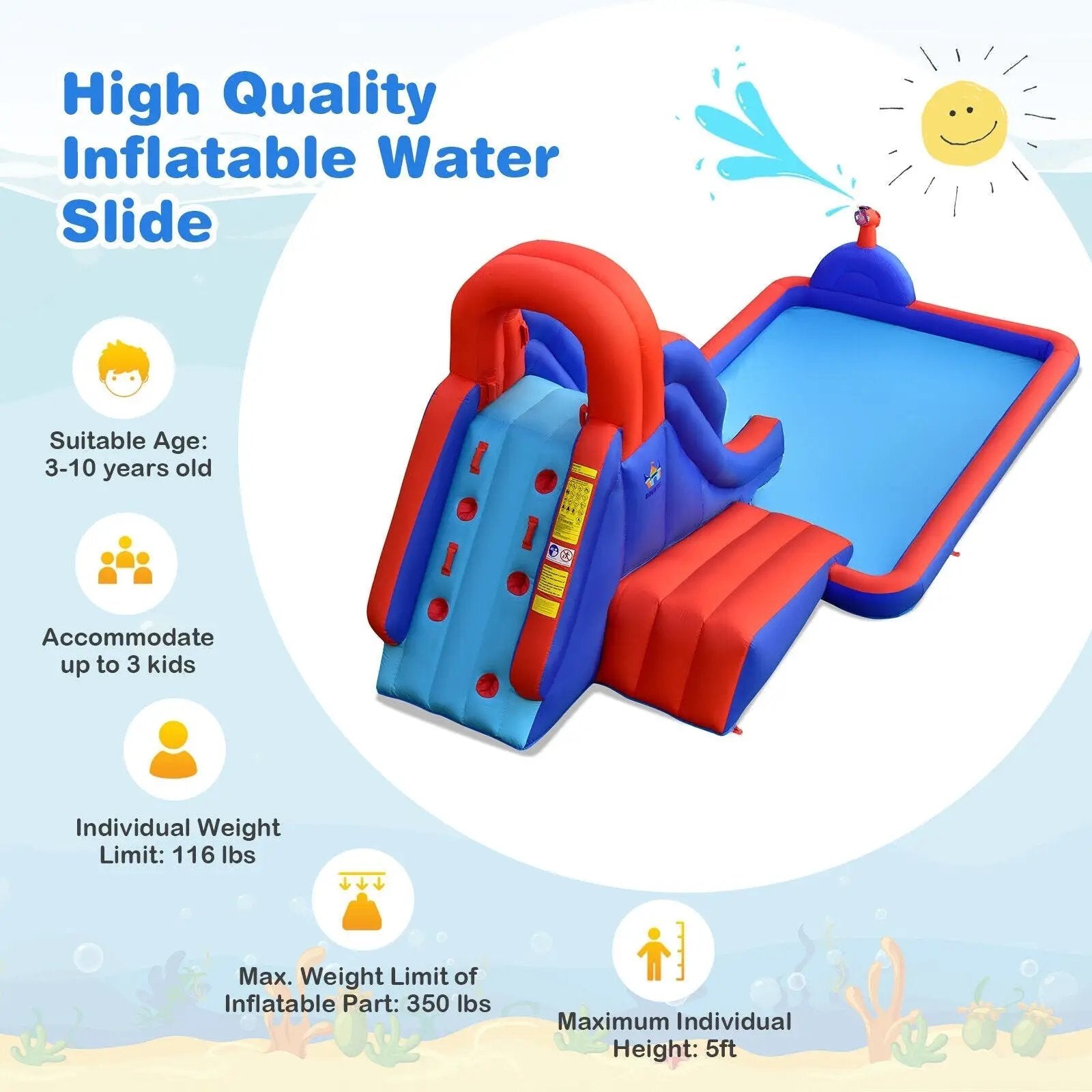 5-in-1 Inflatable Water Slide with Climbing Wall by DirectDeals