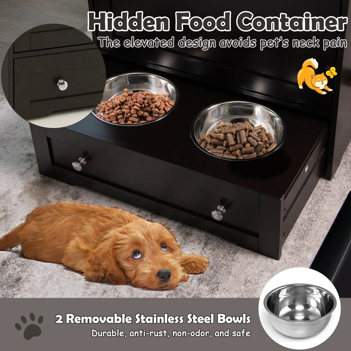 Pet Feeder Station with Stainless Steel Bowl, photo 8 of 9