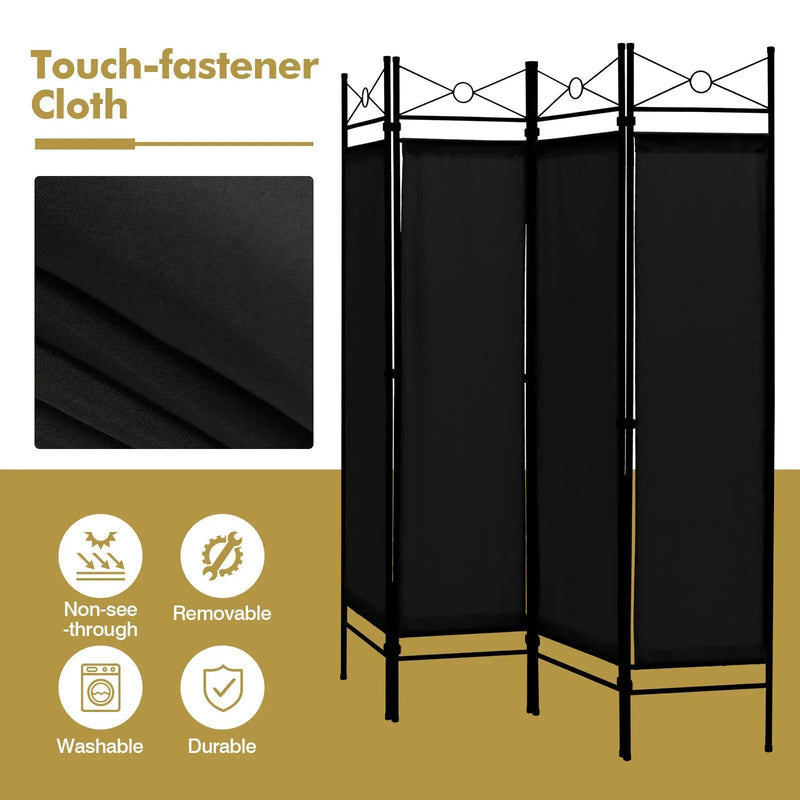 6 Feet 4-Panel Folding Freestanding Room Divider by DirectDeals