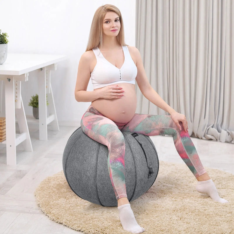 Yoga Sitting Ball with Felt Cover and Air Pump by DirectDeals