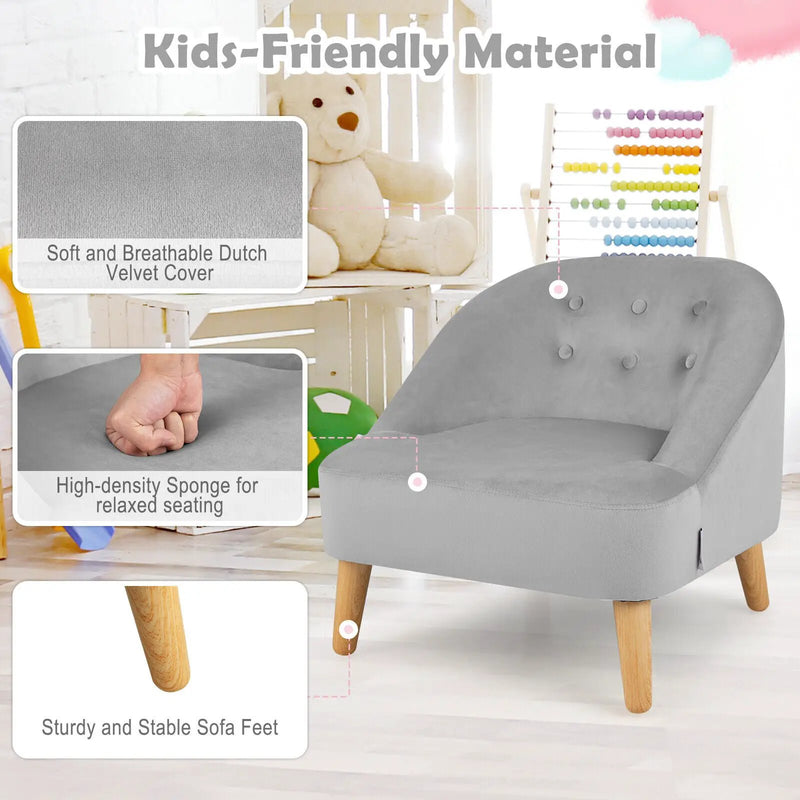 Soft Velvet Upholstered Kids Sofa Chair with Ottoman by DirectDeals