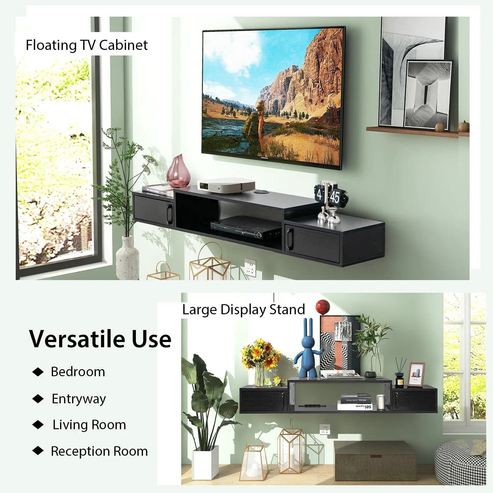 55 Inches Floating TV Stand with Power Outlet by DirectDeals