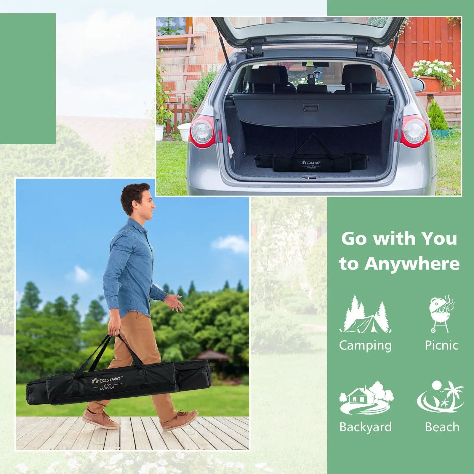 4-6 Person Portable Aluminum Camping Table with Carrying Bag by DirectDeals