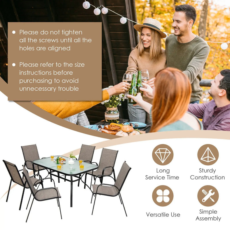7-Piece Patio Dining Set with 6 Stackable Chairs by DirectDeals