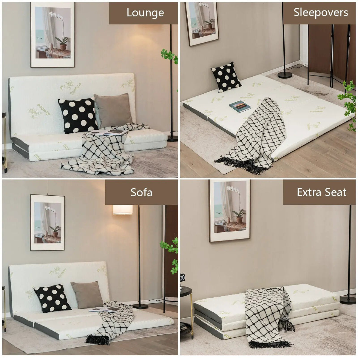 Portable Tri-fold Memory Foam Floor Mattress Topper Portable with Carrying Bag, photo 8 of 10