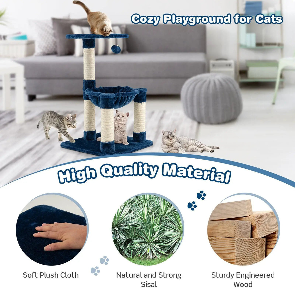 Multi-level Cat Tree with Scratching Posts and Cat Hammock, photo 5 of 16