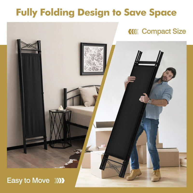6 Feet 4-Panel Folding Freestanding Room Divider by DirectDeals
