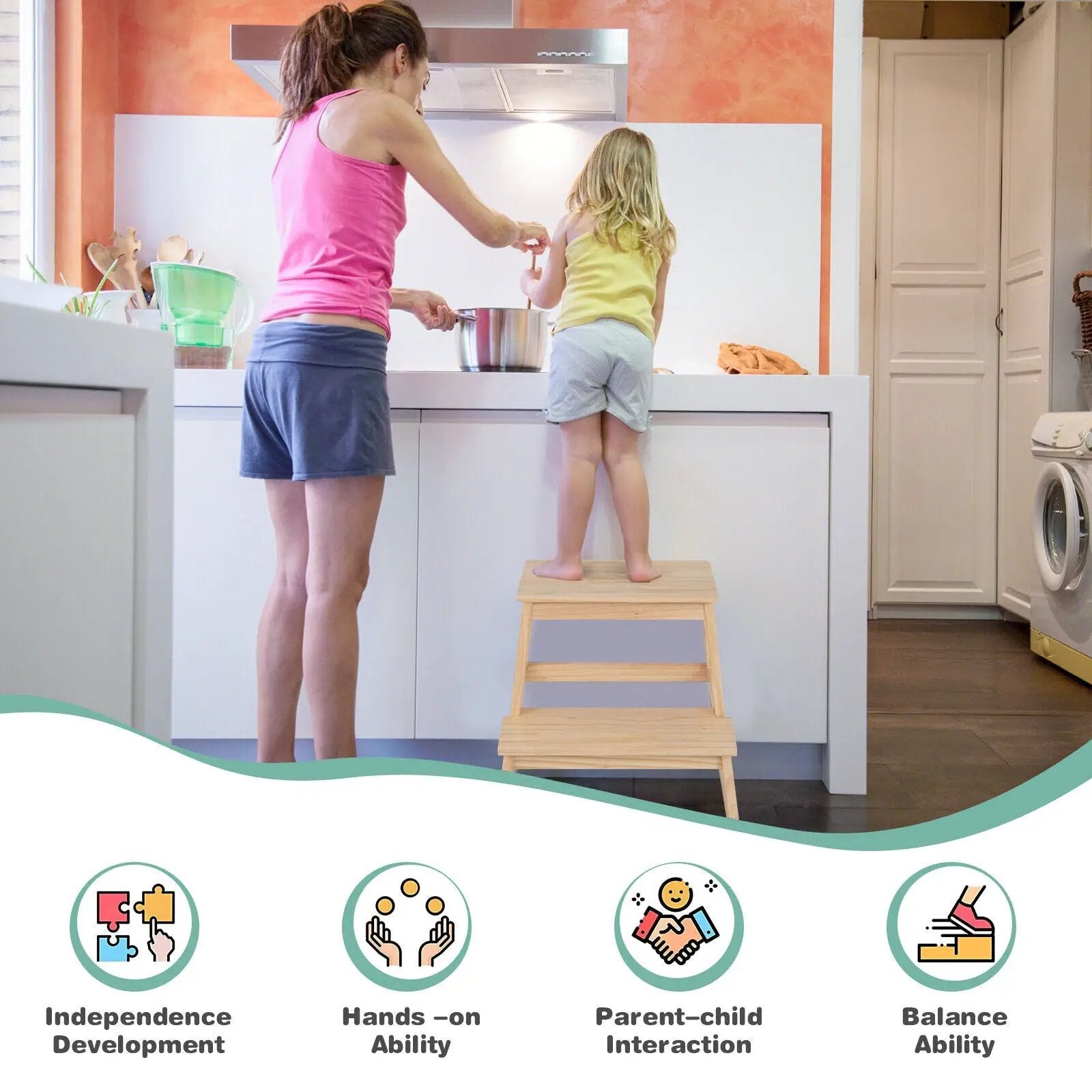 2-in-1 Multifunctional Toddler Step Stool with Safety Rail by DirectDeals