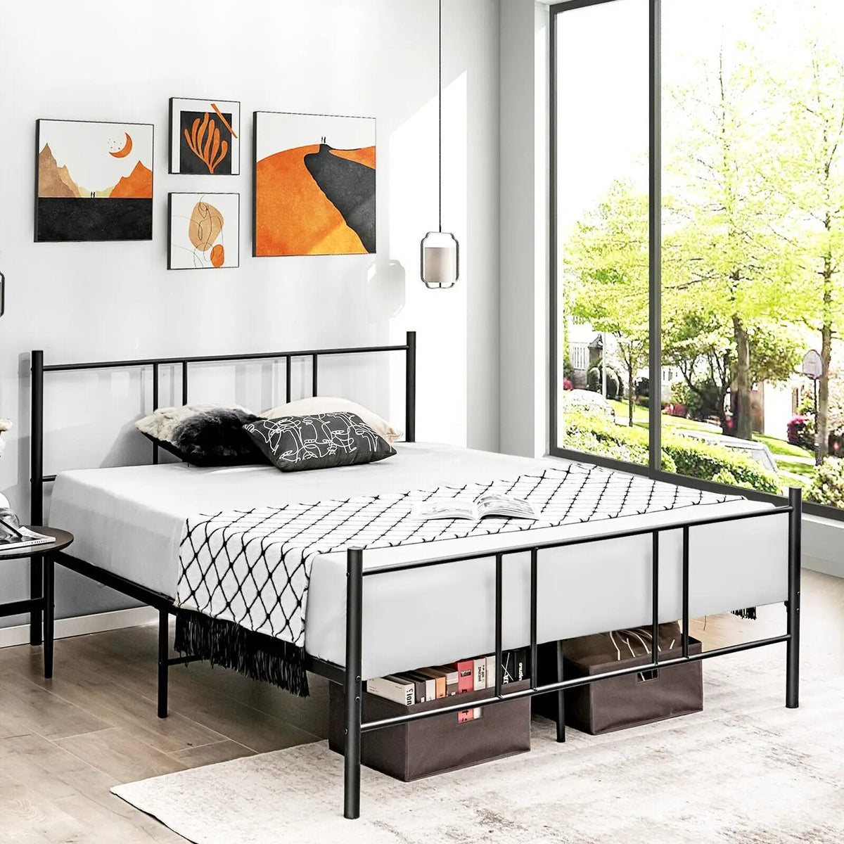 Full/Queen Size Platform Bed Frame with High Headboard, photo 7 of 9