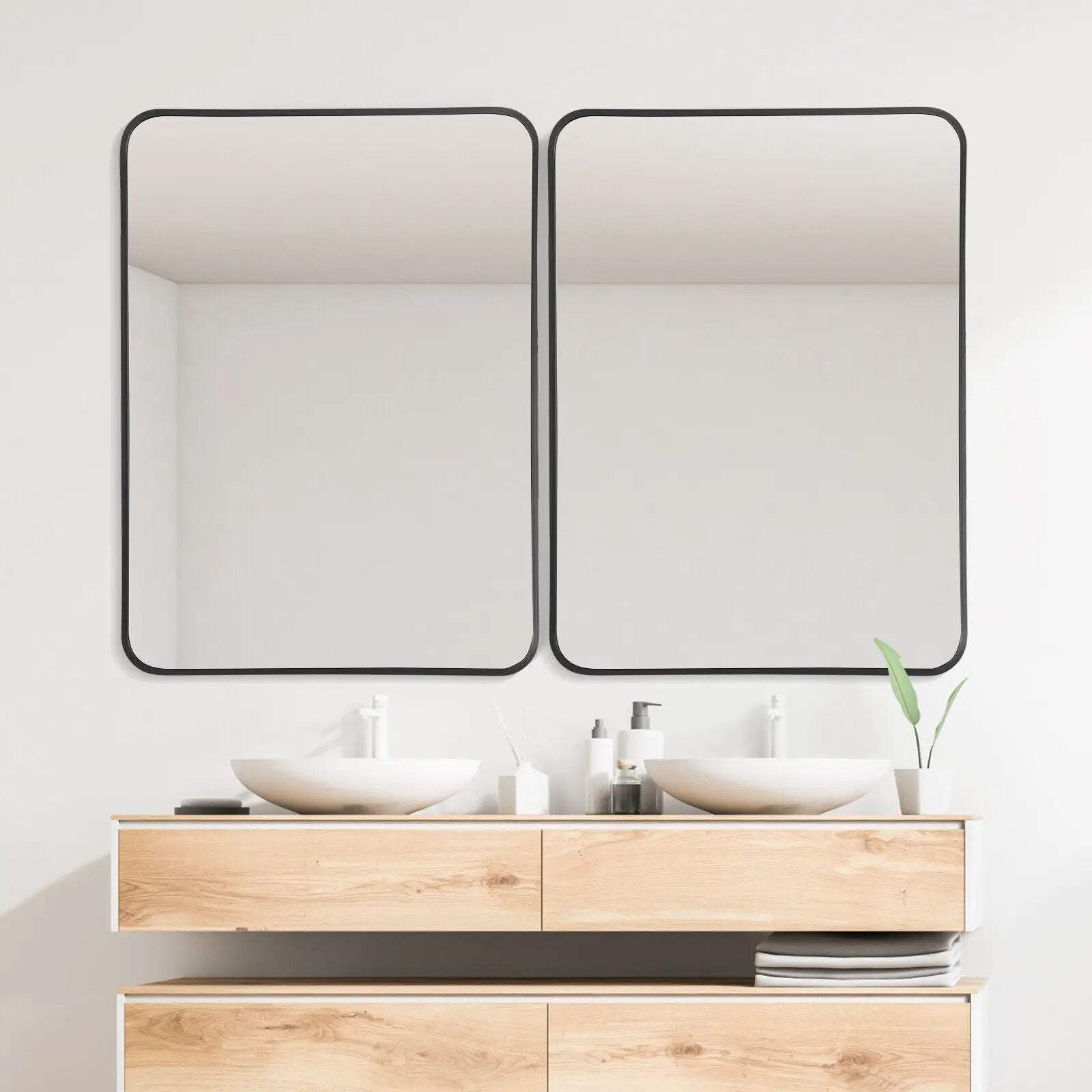Metal Framed Bathroom Mirror with Rounded Corners by DirectDeals