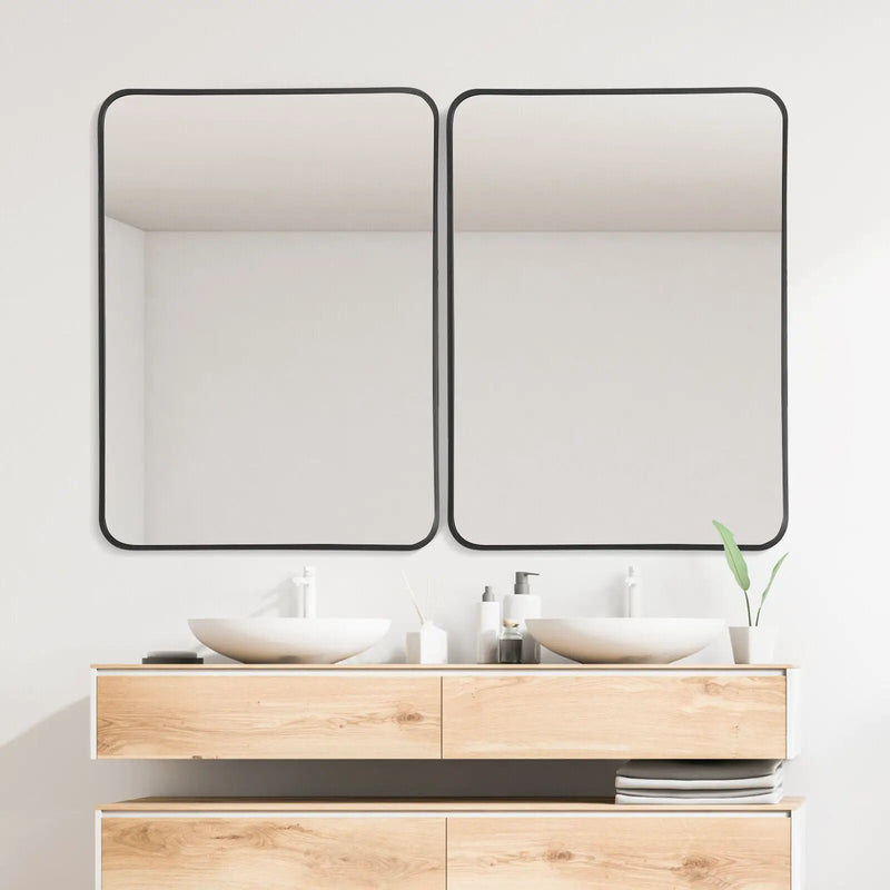 Metal Framed Bathroom Mirror with Rounded Corners by DirectDeals