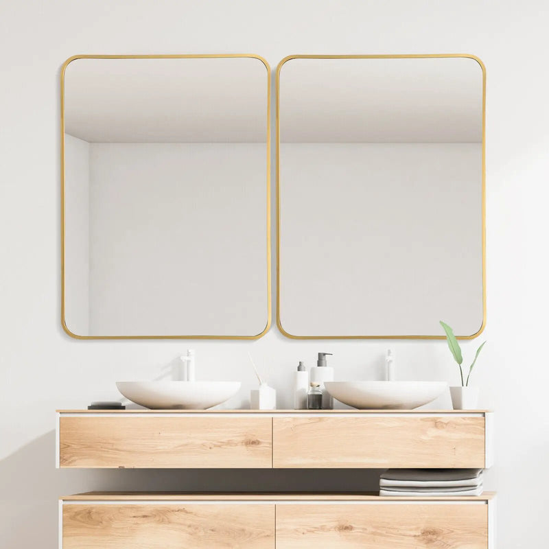 Metal Framed Bathroom Mirror with Rounded Corners by DirectDeals