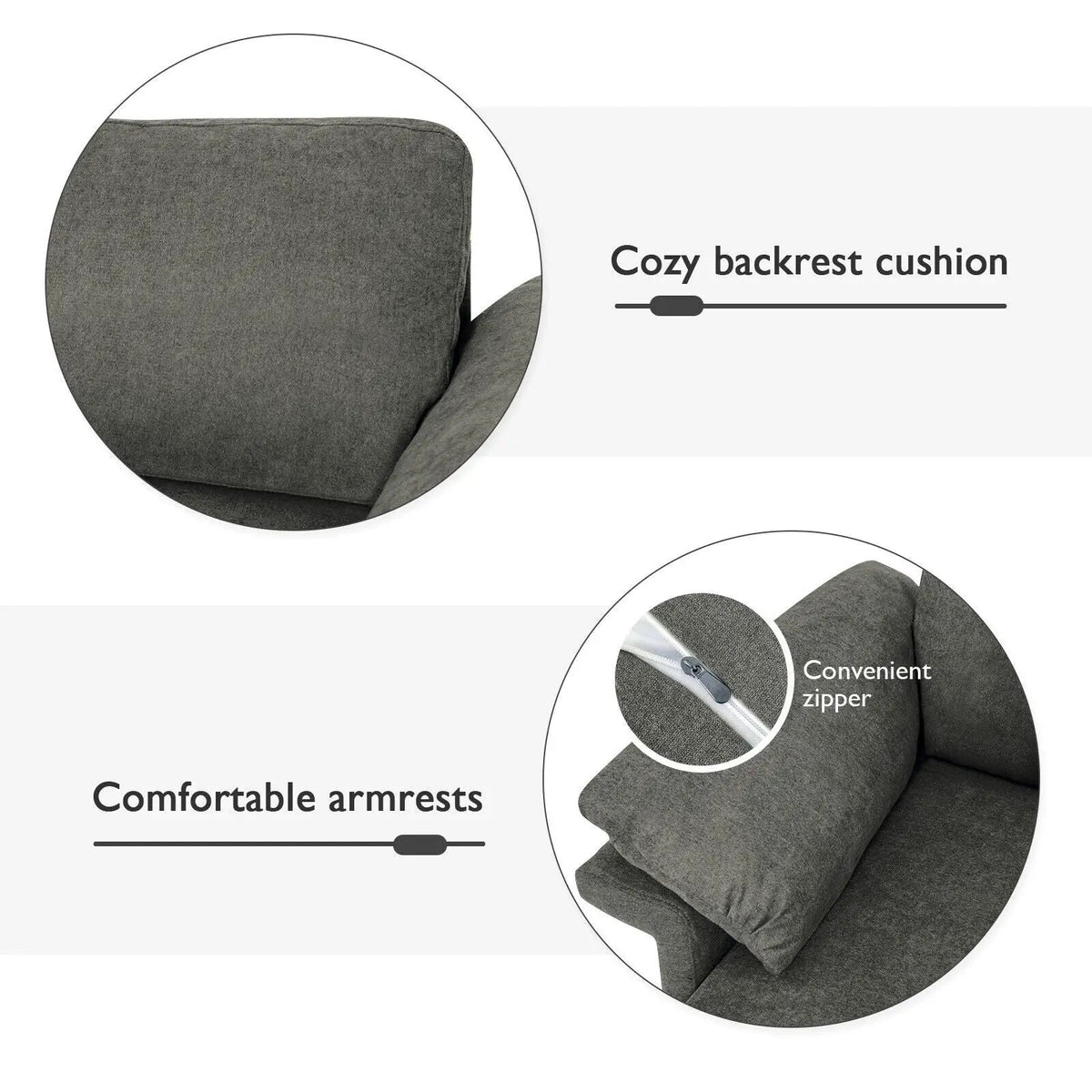 Modern Fabric Accent Armchair with Original Distributed Spring and Armrest Cushions, photo 29 of 32