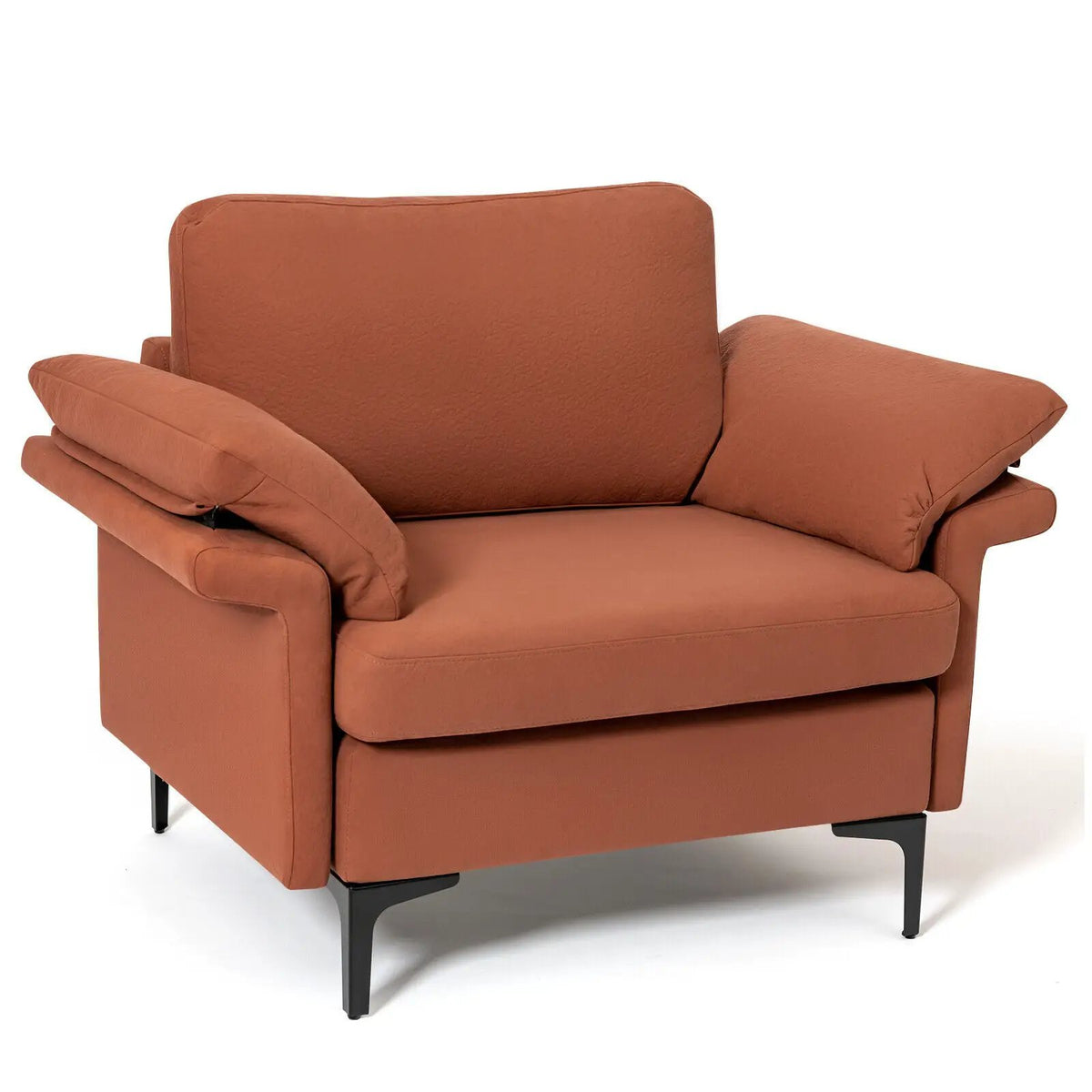 Modern Fabric Accent Armchair with Original Distributed Spring and Armrest Cushions, photo 11 of 32