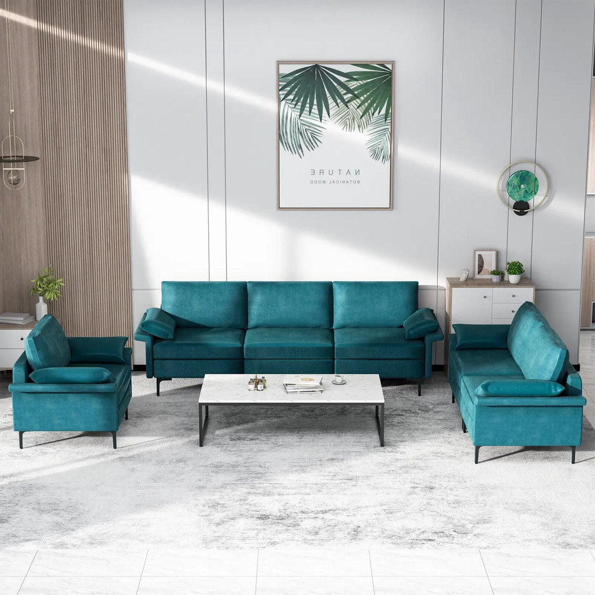 Large 3-Seat Sofa Sectional with Metal Legs for 3-4 people, photo 8 of 32