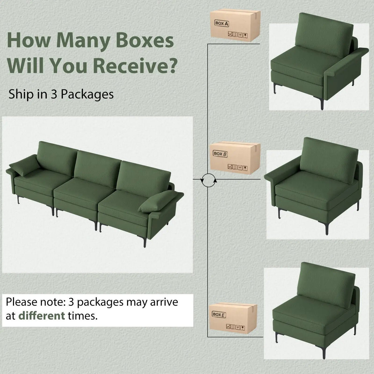 Large 3-Seat Sofa Sectional with Metal Legs for 3-4 people, photo 32 of 32