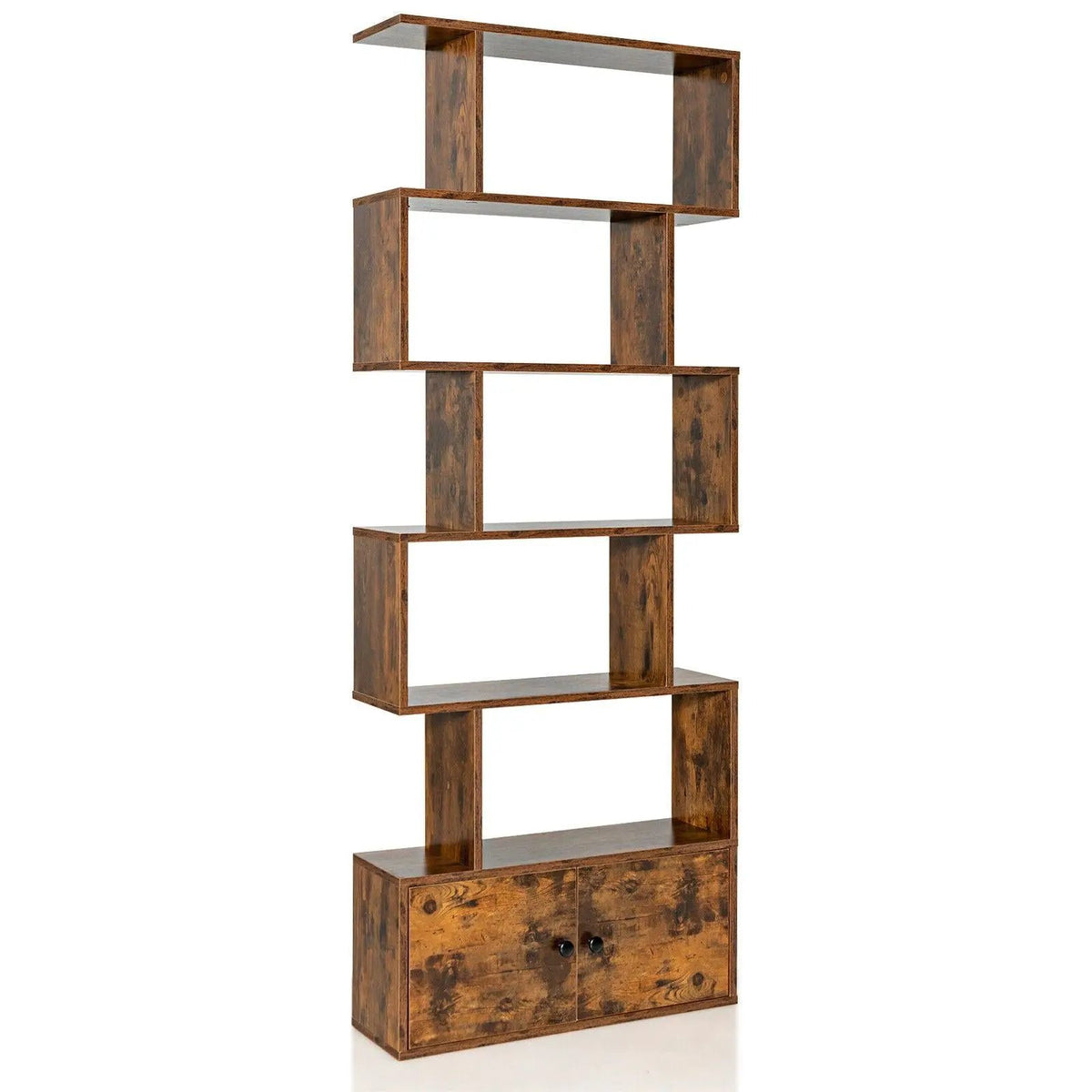 6-Tier S-Shaped Freestanding Bookshelf with Cabinet and Doors, photo 9 of 10
