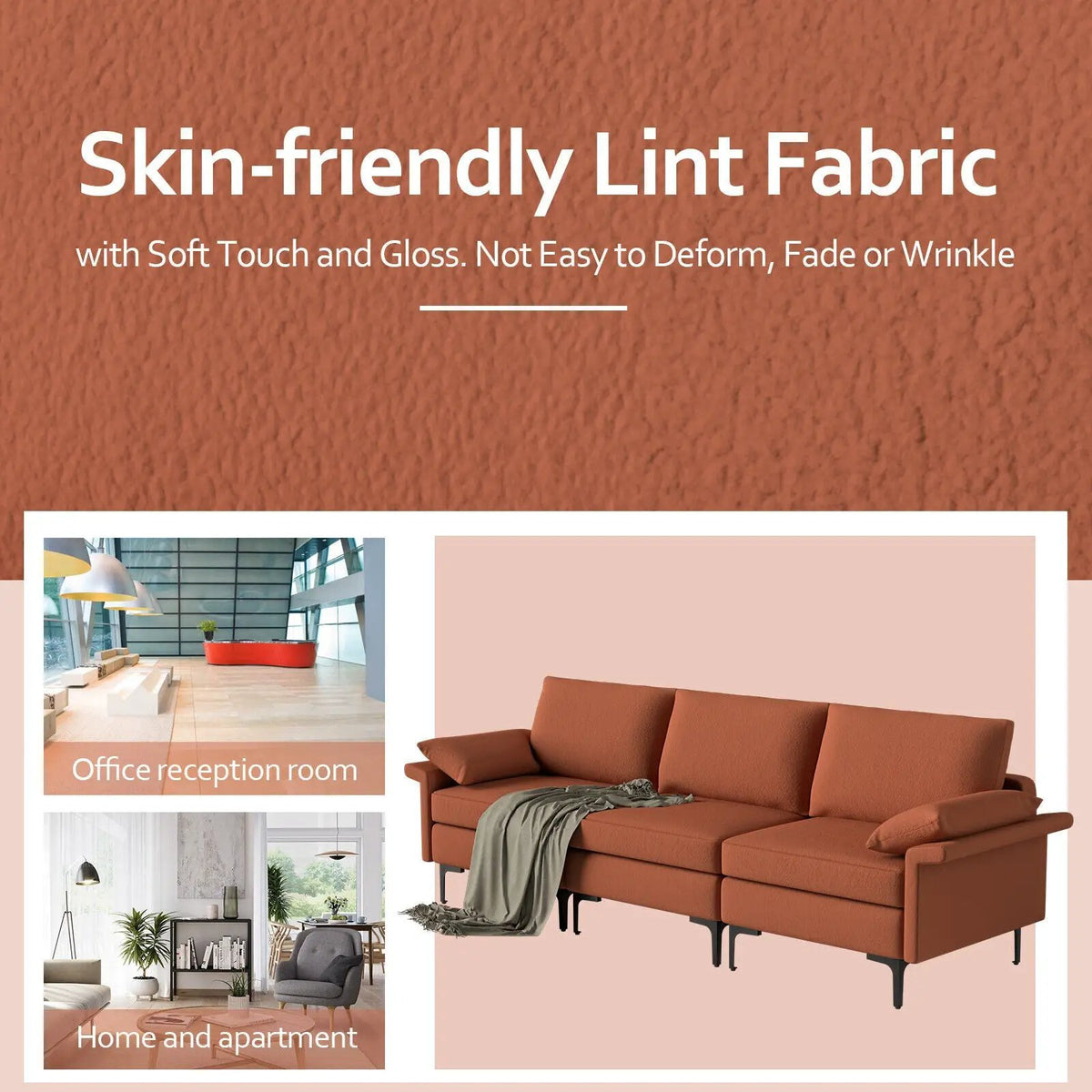 Large 3-Seat Sofa Sectional with Metal Legs for 3-4 people, photo 30 of 32