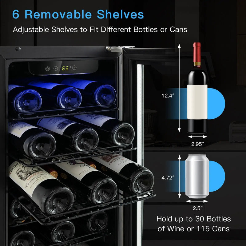 15 Inch 30-Bottle Wine Cooler with Temperature Memory by DirectDeals