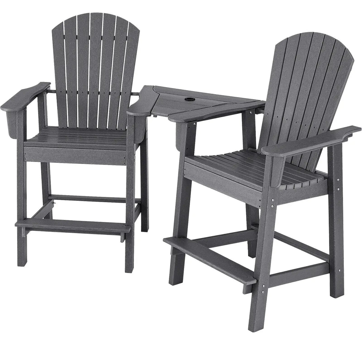 2 Pieces HDPE Tall Adirondack Chair with Middle Connecting Tray, photo 7 of 16