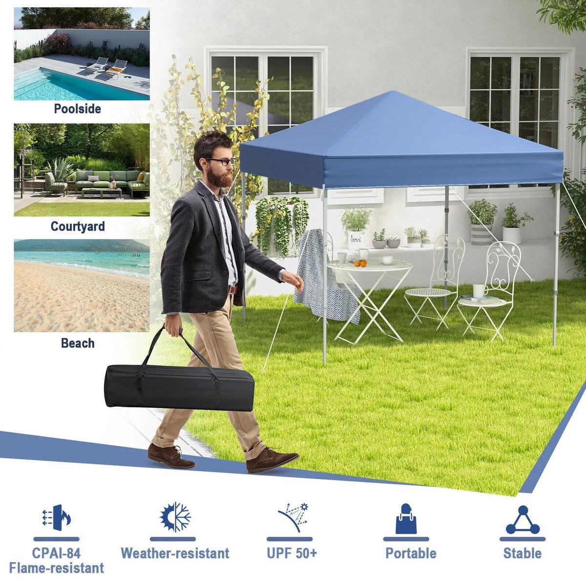 6.6 x 6.6 Feet Outdoor Pop-up Canopy Tent with UPF 50+ Sun Protection, photo 3 of 10