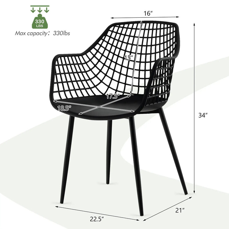 Set of 4 Heavy Duty Modern Dining Chair with Airy Hollow Backrest by DirectDeals