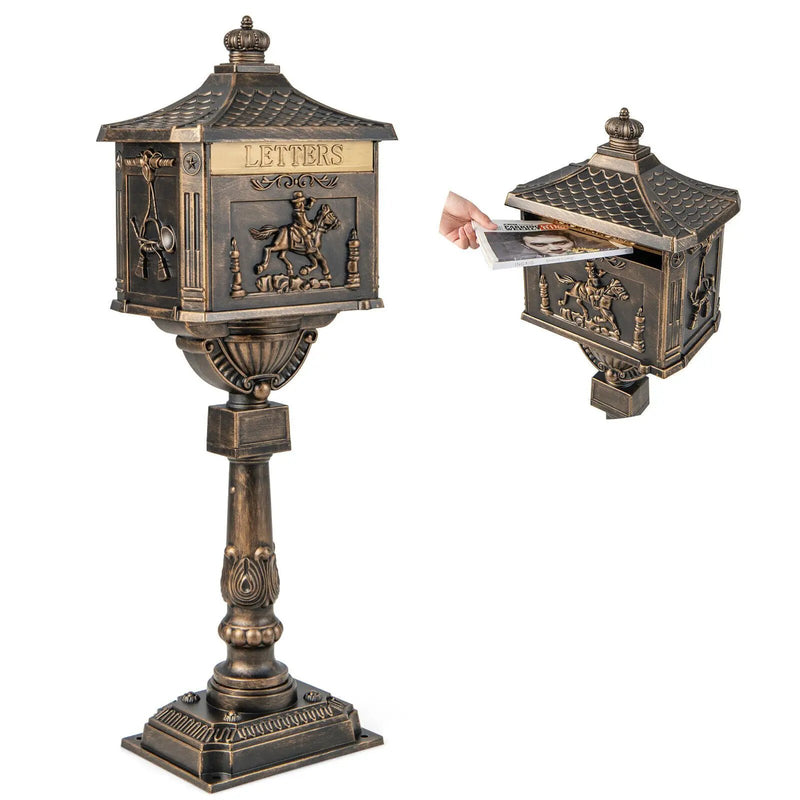Retro Cast Aluminum Mailbox Security Postal Letter Box with Baffle Door by DirectDeals