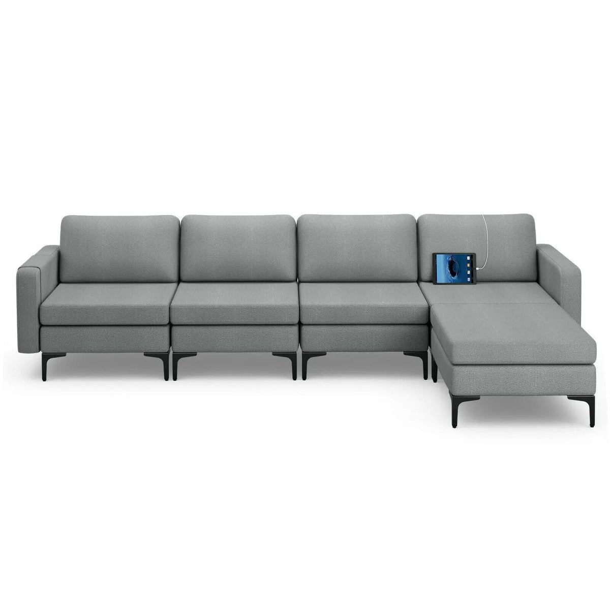 Modular L-shaped Sectional Sofa with Reversible Ottoman and 2 USB Ports, photo 16 of 40