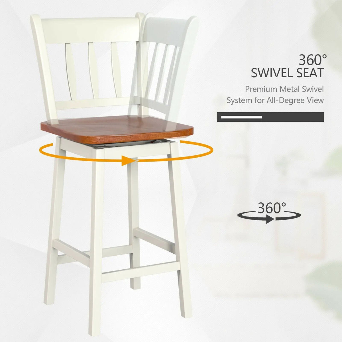 24.5 Inches Set of 2 Swivel Bar Stools with 360° Swiveling, photo 5 of 9