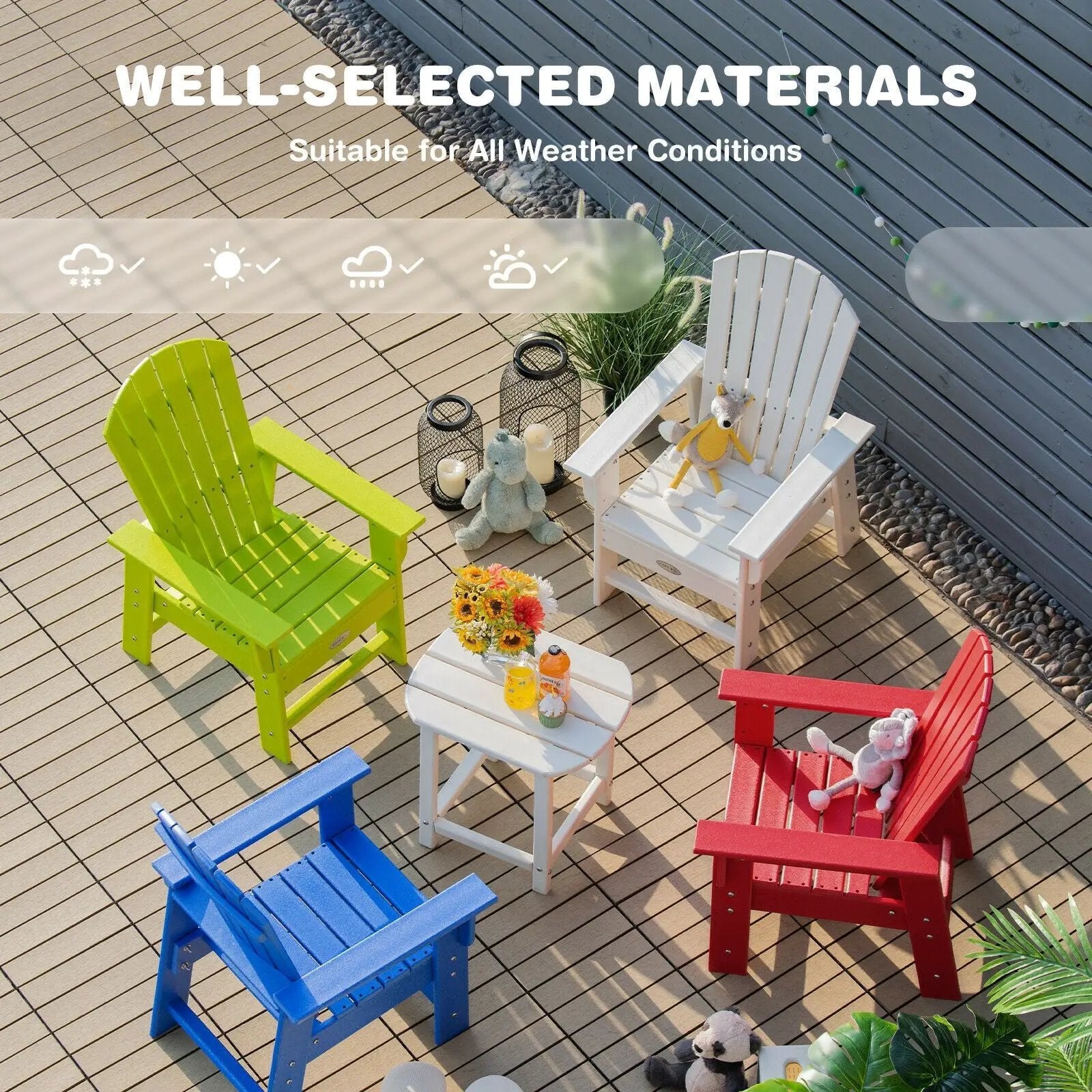 Patio Kids' Adirondack Chair with Ergonomic Backrest by DirectDeals