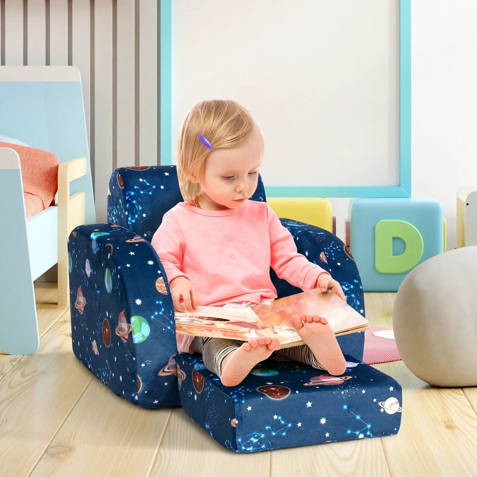 3-in-1 Convertible Kid Sofa Bed Flip-Out Chair Lounger for Toddler by DirectDeals