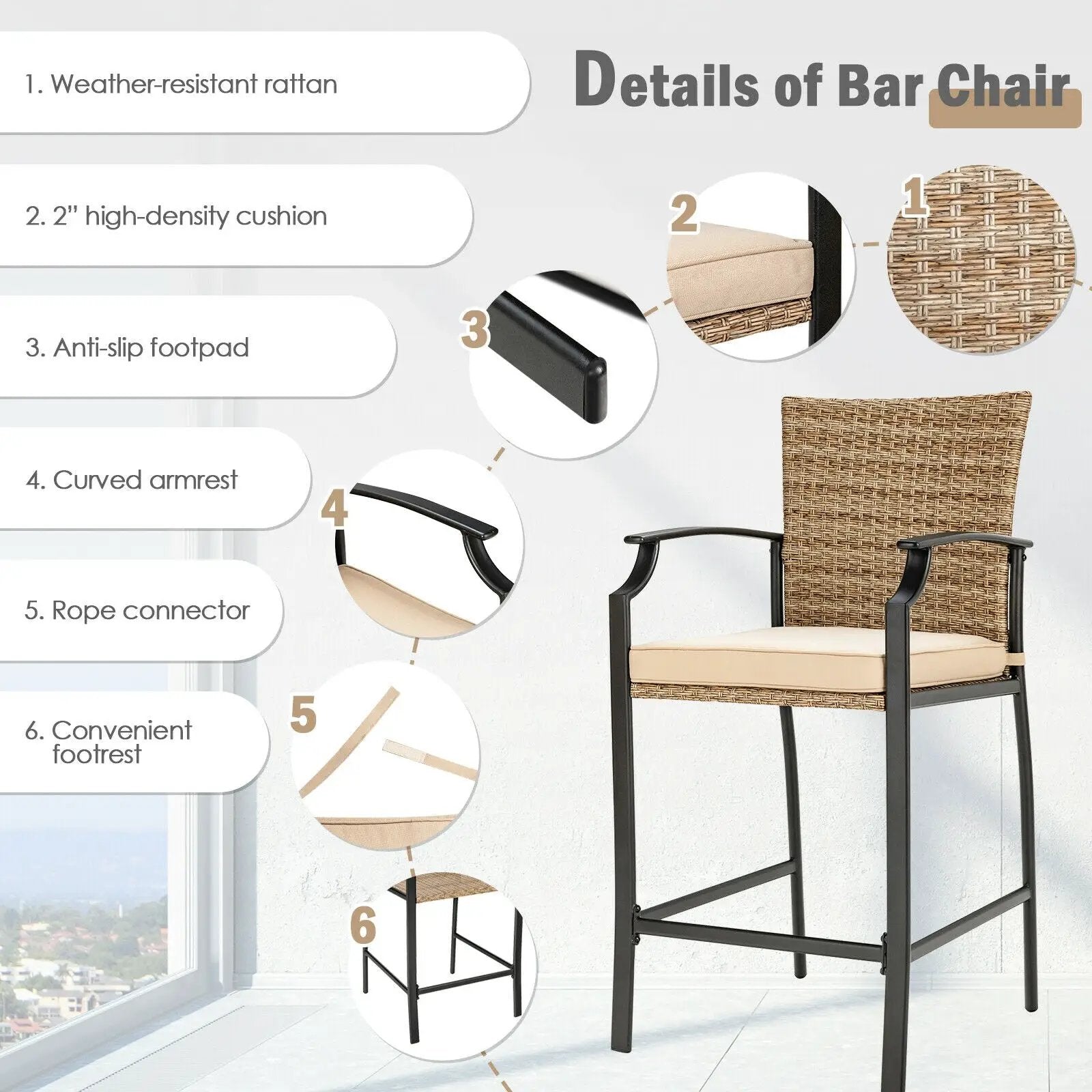 32 Inches Outdoor Steel Square Bar Table with Powder-Coated Tabletop by DirectDeals