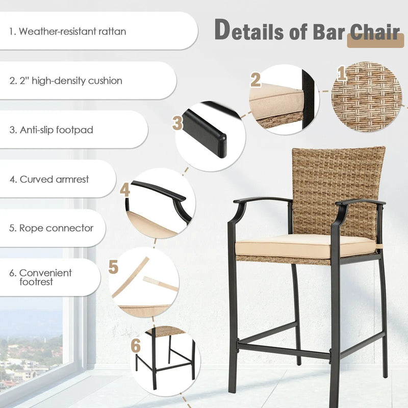 32 Inches Outdoor Steel Square Bar Table with Powder-Coated Tabletop by DirectDeals