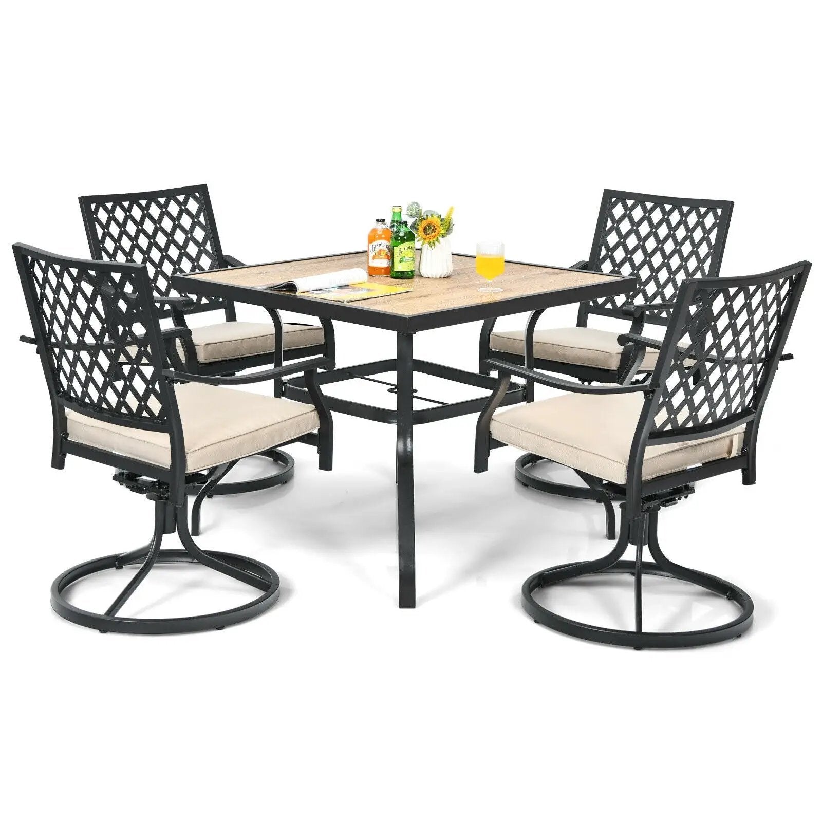 5-Piece Outdoor Patio Dining Set with Soft Cushions by DirectDeals