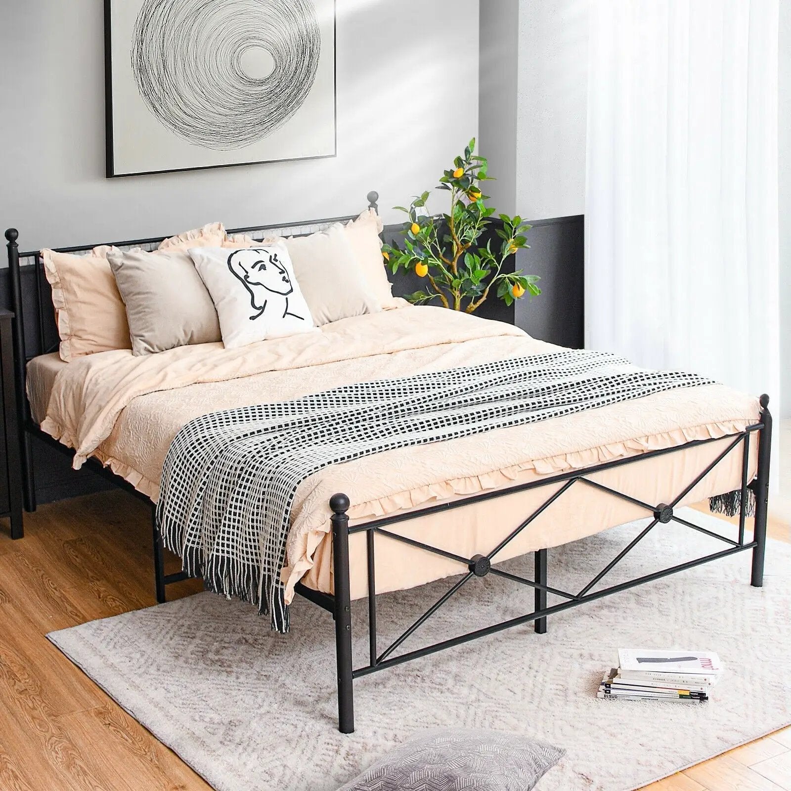 Full/Queen Size Metal Bed Frame Platform with Headboard by DirectDeals