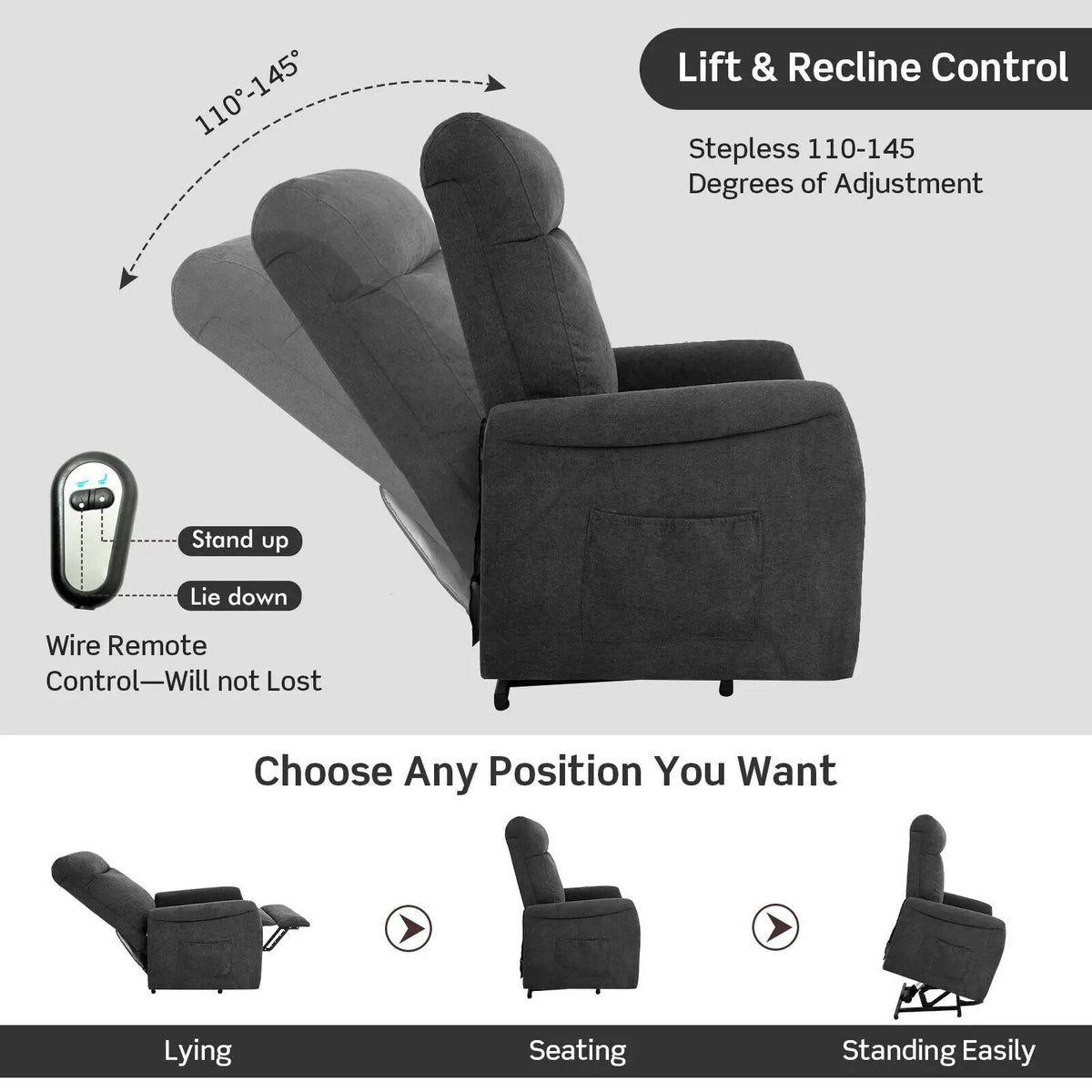 Power Lift Recliner Chair with Remote Control for Elderly, photo 16 of 16