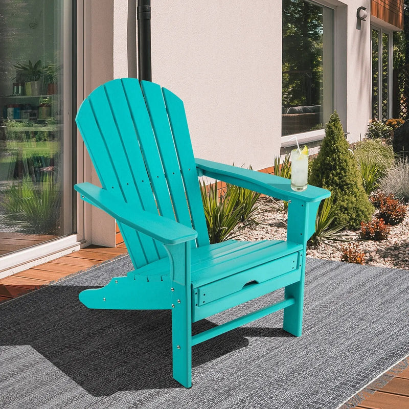 Patio HDPE Adirondack Chair with Retractable Ottoman by DirectDeals