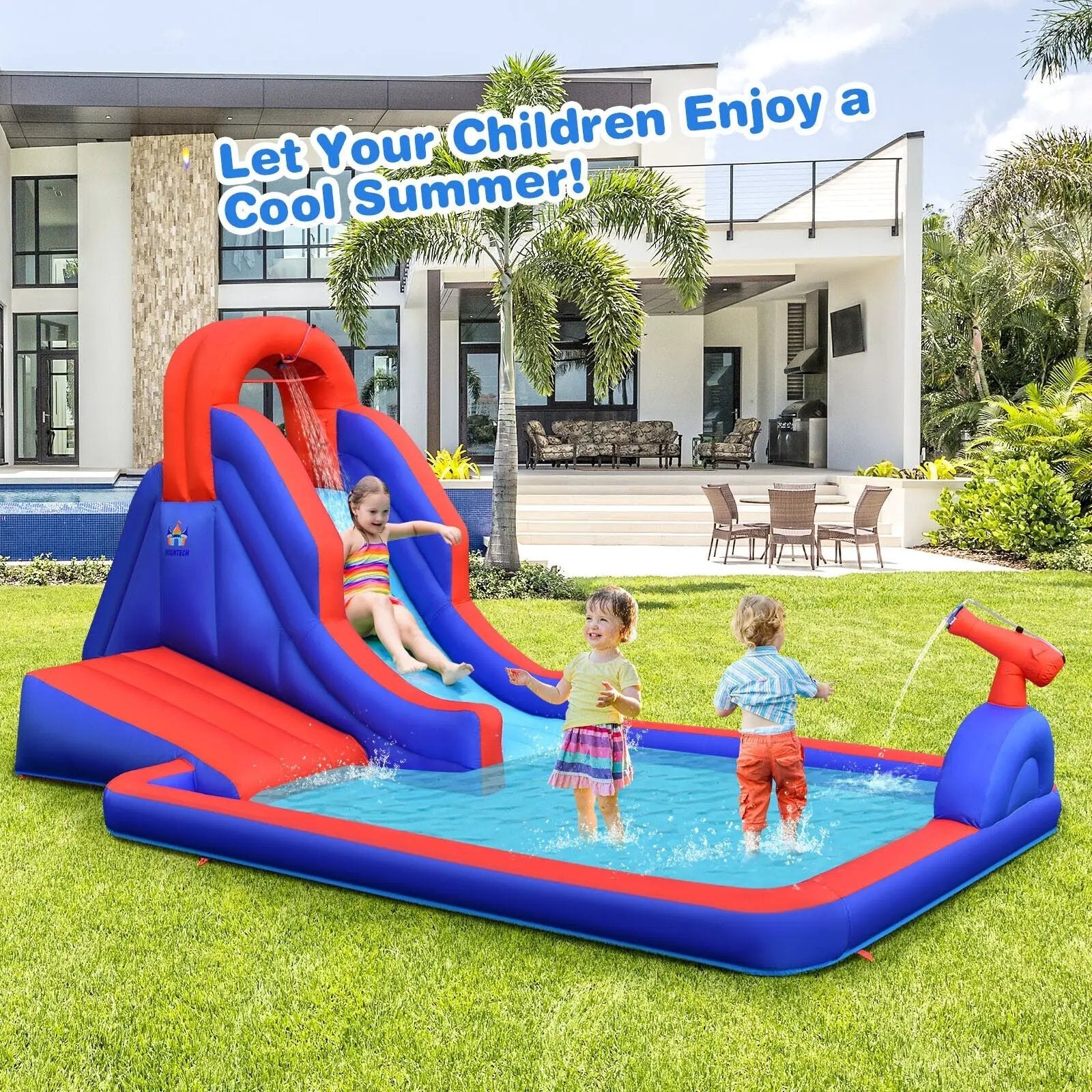 5-in-1 Inflatable Water Slide with Climbing Wall by DirectDeals