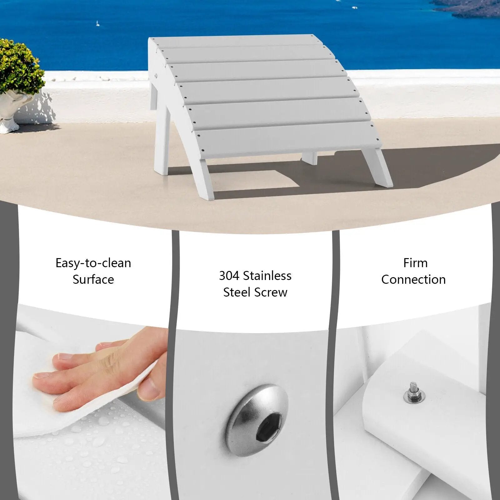Adirondack Folding Ottoman with All Weather HDPE by DirectDeals