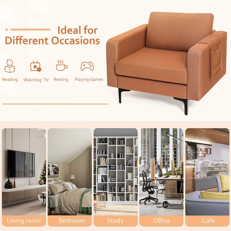 Modern Accent Armchair with Side Storage Pocket by DirectDeals
