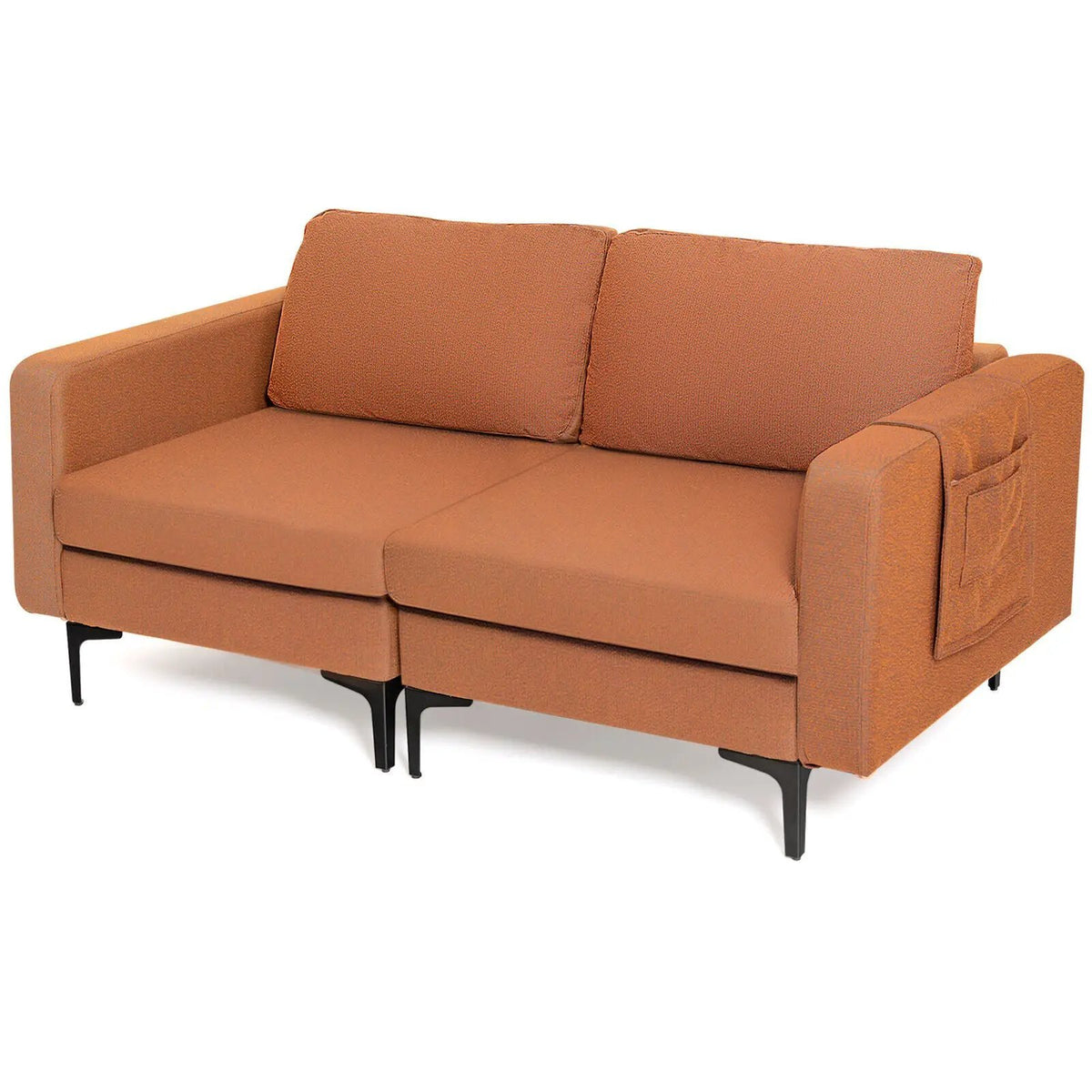 Modern Loveseat Sofa Couch with Side Storage Pocket and Sponged Padded Seat Cushions, photo 8 of 12