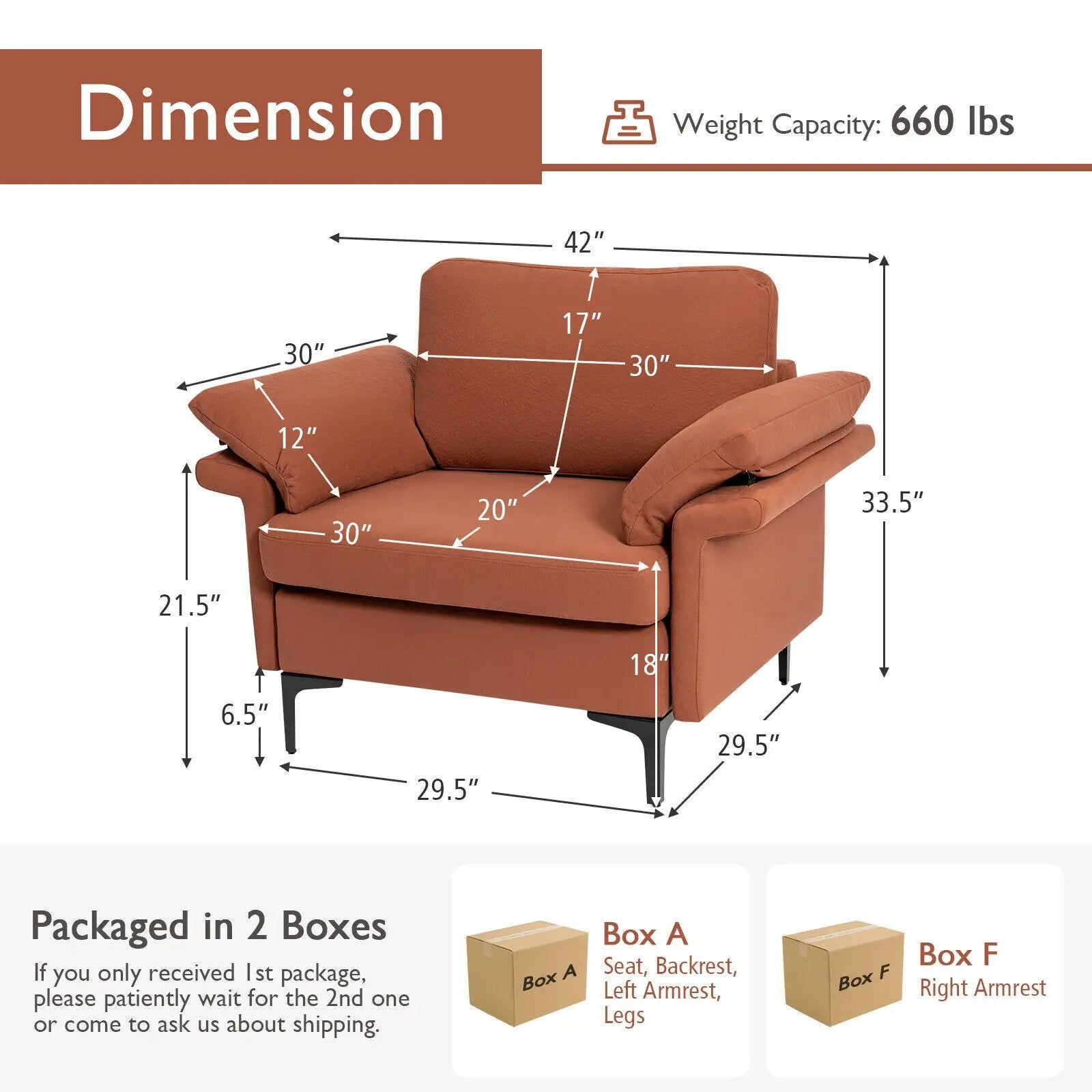 Modern Fabric Accent Armchair with Original Distributed Spring and Armrest Cushions by DirectDeals
