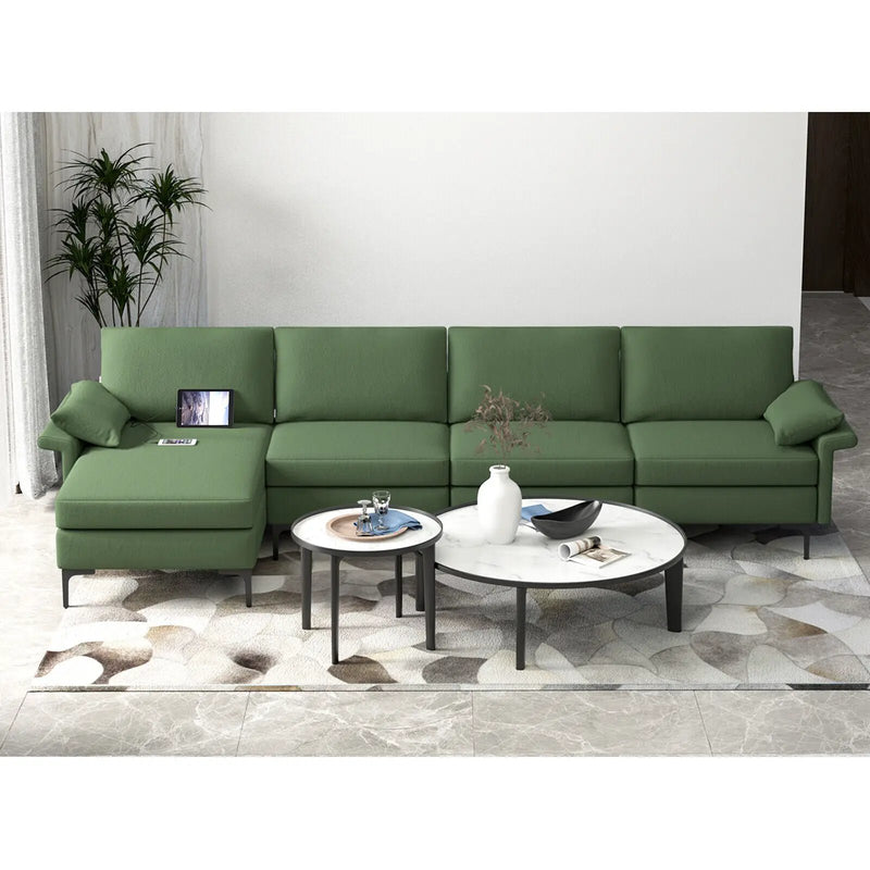 Extra Large L-shaped Sectional Sofa with Reversible Chaise and 2 USB Ports for 4-5 People by DirectDeals
