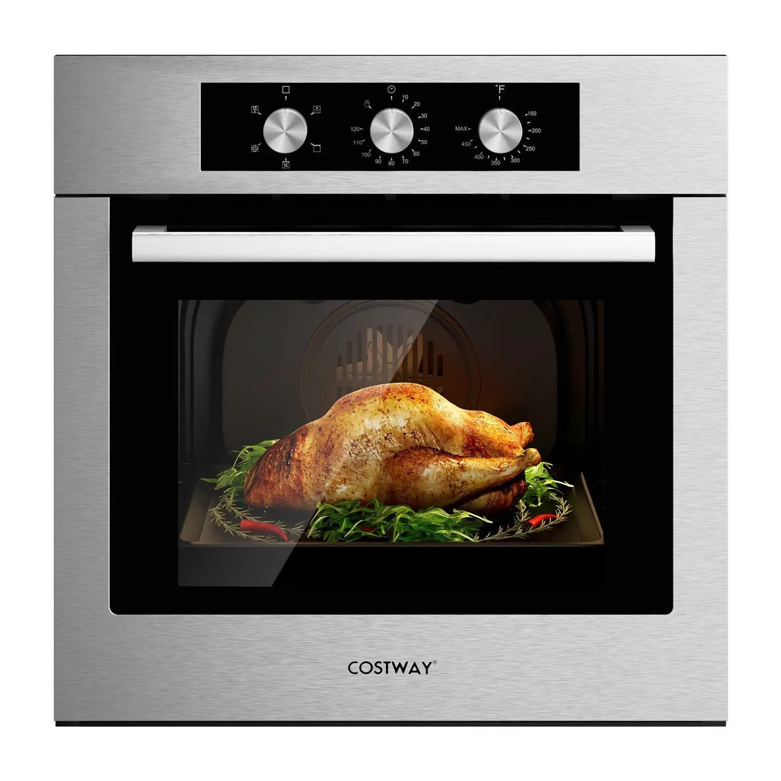 24 Inch Single Wall Oven 2.47Cu.ft with 5 Cooking Modes-Silver by DirectDeals