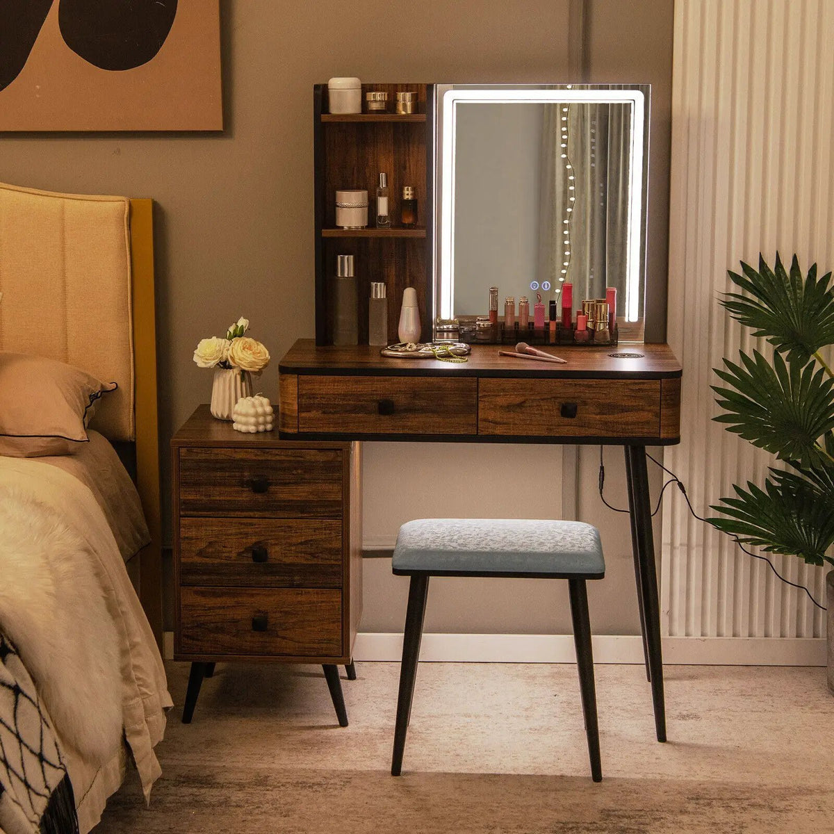 Vanity Makeup Table Set with Lighted Mirror, photo 6 of 9