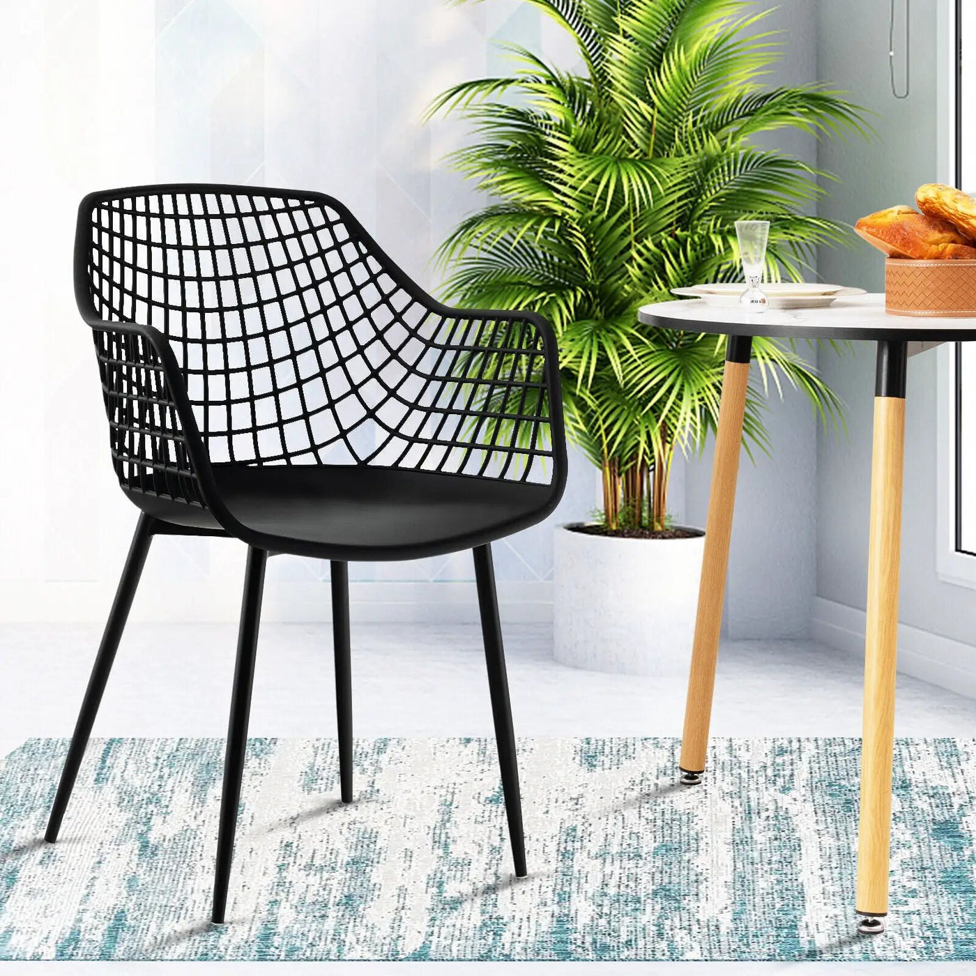 Set of 4 Heavy Duty Modern Dining Chair with Airy Hollow Backrest by DirectDeals