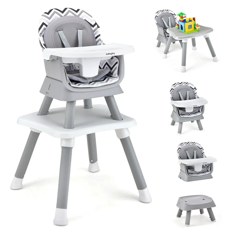 6-in-1 Convertible Baby High Chair with Adjustable Removable Tray by DirectDeals